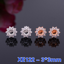 Burst fit round 3 mm 925 silver ear nail empty Toginto anti-allergy inlaid hand stock source 122 paragraph