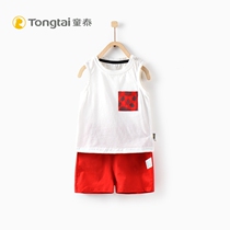 Tongtai summer new 5-24 months male and female baby pullover vest shorts suit baby casual summer two-piece suit