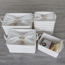 Wardrobe cotton linen fabric storage basket foldable large clothes and sundries bag storage box covered household finishing box
