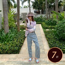 LIN CHAO ZHANG tie-dyed handmade breathable wool blend knitted slim loose Monet sweater cardigan