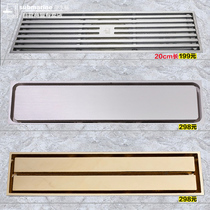 Submarine shower room rectangular floor drain All copper deodorant large displacement long strip invisible bathroom extended floor drain