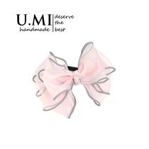 Hairband jewelry bows organza Korean female Hairband duckbill hair accessories leather band edge clip top clip
