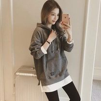 Fat mm autumn and winter plus fat plus size womens loose thin plus velvet thickened hooded sweater female coat student 200 pounds