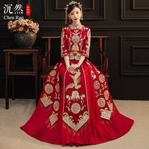 Xiuhe clothing 2021 new wedding Chinese dress female dragon and phoenix coat out of the cabinet uniform bride toast clothing small man Xiuhe