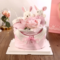 Spring and summer season high-end men and women Baby Full Moon gift newborn clothes baby cake diaper gift box