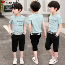 Childrens clothing boys summer suit 2020 new 5 childrens short sleeve boys 7 middle and big children 9 years old summer two-piece set