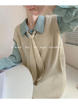 oversize sweater V collar outside knit vest women loose lazy dress Japanese Academy style