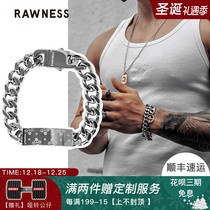 RAWNESS hip hop Cuban chain titanium steel bracelet mens advanced sense minority girl bracelet couples tide card cool