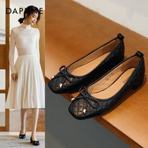 Daphne small leather shoes womens spring 2022 new butterfly knots Inn Wind Lefu Shoes heel with little fragrant wind single shoes woman
