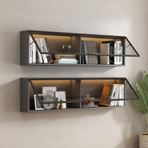 Dust-proof tempered glass door cabinet handmade model display case solid wood storage cabinet double living room bookcase bookcase with lamp