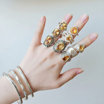 Couple retro citrine Topa attract wealth energy energy ring pendant earrings Nepal India