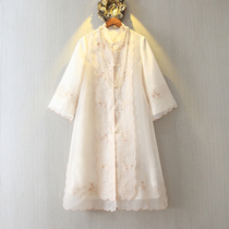 Xiaoshan home-style retro womens 2021 Spring improved horn sleeve Lace embroidery loose trench coat jacket cardigan