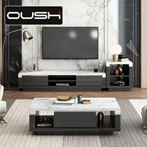 Modern minimalist marble coffee table TV cabinet combination Nordic living room Square small apartment coffee table marble countertop