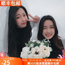 Wedding veil best friend photo white short veil headdress Super Xiansen Net red photo props