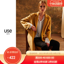 Double-sided wool coat womens USE2021 autumn and winter camel long double-sided velvet coat woolen jacket OL