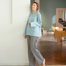 Yecho Yuan Qi striped pregnant womens pajamas after autumn and winter delivery clothes