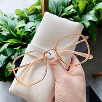 Italian trendy men and women retro large frame anti-blue light eyeglass frame trend street shot fashion student anti-blue light flat mirror