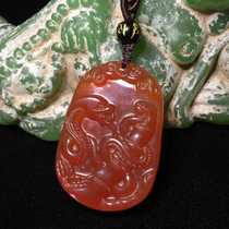 Natural Persimmon Red Old Red Agate Nau Caravan Zodiac Zodiac Dragon Snake Tiger Bull Pendant Pendant Pendant Pendant this life necklace