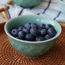 Chinese style 4 5-inch bowls home ceramic rice for dinner bowls Tianqing glazed green porcelain creative cutlery small bowl single