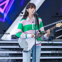 thom browne Ouyang Nana striped color matching couple thin POLO sweater women long sleeve T-shirt