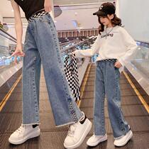 Girl jeans Spring and Autumn 2022 new childrens spring girl pants girl pants straight tube pants