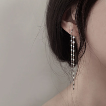 Wall crack recommended super thin body 925 sterling silver platinum plated long earrings female sequin tassel earrings