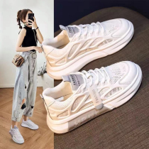 White shoes womens summer 2021 summer new versatile mesh breathable sports and leisure board shoes ins tide daddy shoes