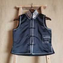  Cloud decoration totem original design womens short horse clip spring and autumn ethnic style old embroidery plate Silver embroidery exquisite stand-up collar womens vest