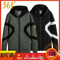 361 Degree Mens 2020 Spring New hooded cardigan sweater 361 Contrast color classic warm sports coat men