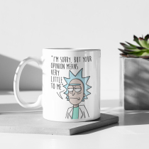 Rickandmorty Rick and Morty mug surrounding your opinion is none of my business large capacity drinking cup