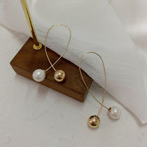 Pearl drop earrings 2021 new trend Su earrings super fairy net red Korean simple temperament earrings round face earrings