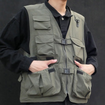Advertising volunteer vest custom printed LOGO mens vest photographer reporter fishing multi-pocket vest
