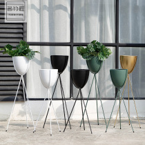 Nordic simple modern balcony decoration living room indoor hanging orchid flower rack Green dill flower pot rack Floor-to-ceiling wrought iron flower rack