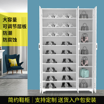 Steel multilayer shoe cabinet opening door iron cabinet simple modern household large capacity outdoor locker moisture proof