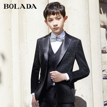  Boys  suit suit Childrens suit Middle and large childrens flower girl dress Host catwalk piano performance suit three-piece suit