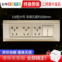 Bull switch socket 118 type wall power supply 2 open 9 hole two open double control fifteen hole switch panel household