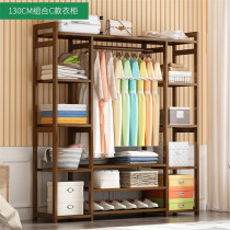 Bedroom hanger Home rental open wardrobe Simple double-layer floor-to-ceiling cloakroom Multi-function storage dustproof