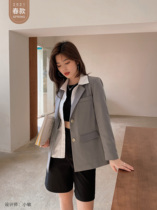 Seven volume a cut small man 2021 New refreshing temperament gray senior sense long sleeve blazer women 0438