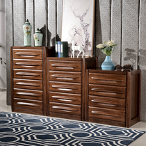 Bucket cabinet Solid wood assembly Black walnut pure solid wood seven bucket living room wooden cabinet locker multi-layer storage five bucket cabinet