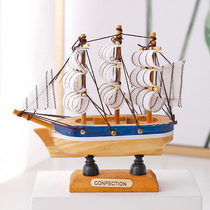 Mediterranean style handmade wooden mini sailboat ornaments home bedroom study desktop decorations porch decoration
