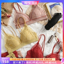 CBW sexy lace bra set without steel ring ultra-thin section beautiful back side breasts big breasts small underwear women
