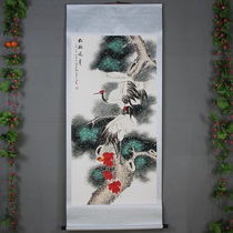 Brand new hot selling Chinese style framed calligraphy painting hall celebrity calligraphy hanging painting new landscape rural lobby decorated pine tree two cranes
