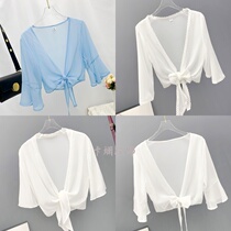 Japanese GP new sunscreen clothing Joker summer outside match chiffon cardigan thin short with suspender skirt small coat
