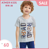 Adoring children happy driving 3-year-old boy boy baby summer homewear short-sleeved top AK2411291