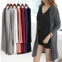 Modal sunscreen cardigan female summer thin long style outside air-conditioning shirt loose knitted jacket long outer female cloak