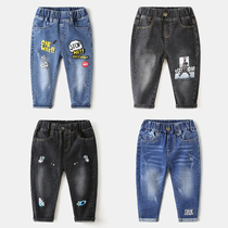 Korean version of childrens jeans Foreign style baby elastic pants 2021 spring new childrens clothing boys pants small feet