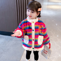Girls Sweater Cocker Fall and Winter 2022 new gas girls plus thick winter coat for children