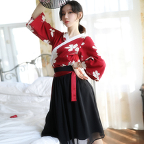 Sexy sexy lingerie kimono perspective female uniform passion suit open file blood drops transparent plus size three-point style