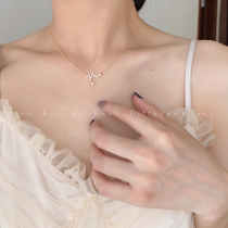 Heart shaped electrocardiogram diamond-studded zircon star necklace design niche temperament Net Red advanced sense choker female tide
