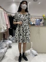 F THREE summer high waist short sleeve dress 2021 New Korean version of floral waist slim skirt female 1108